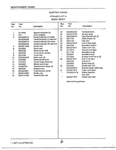 Basic Body Page 2 Diagram and Parts List for 4833A  Frigidaire Range