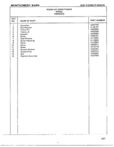 Room Air Conditioner Page 10 Diagram and Parts List for 5337A  Frigidaire Air Conditioner