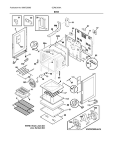 Body Diagram and Parts List for GCRE3038ADE  Frigidaire Range