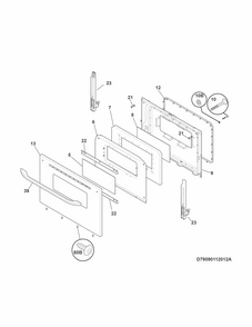 Door Diagram and Parts List for 79093002312  Kenmore Range