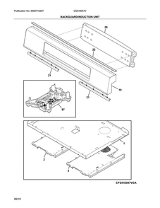 Backguard/Induction Unit Diagram and Parts List for CGIH3047VDA  Frigidaire Range