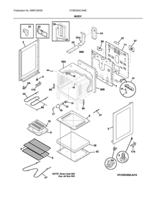 Body Diagram and Parts List for FCRE305CAWE  Frigidaire Range