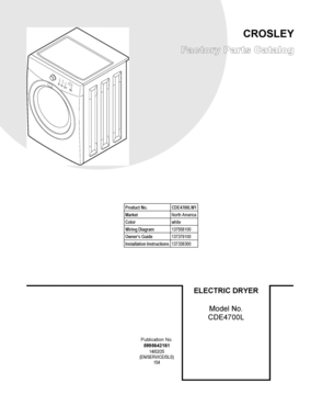 01 - COVER SHEET Diagram and Parts List for CDE4700LW1  Frigidaire Dryer