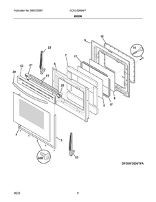 Door Diagram and Parts List for GCRG3060AFF  Electrolux Range