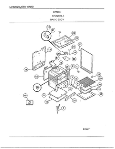 Range/basic Body Diagram and Parts List for 2889A  Frigidaire Range