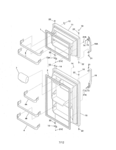 Door Diagram and Parts List for 25361554016  Kenmore Refrigerator