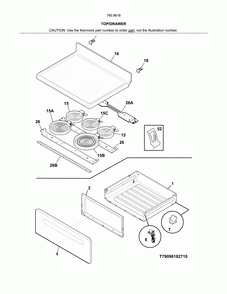 Top/drawer Diagram and Parts List for 79096189712  Kenmore Range