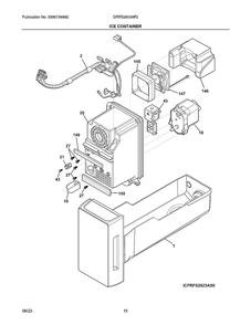 Ice Container Diagram and Parts List for GRFS2853AF2  Electrolux Refrigerator