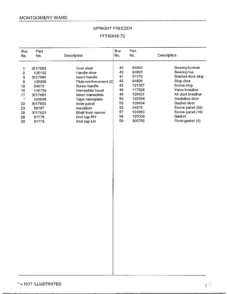 Upright Freezer Page 2 Diagram and Parts List for 40848-7C  Frigidaire Freezer