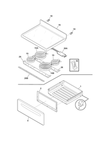 Top/drawer Diagram and Parts List for GNEM30NWNWA  Gibson Range