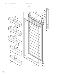 Door Diagram and Parts List for EI33AF80WS1  Frigidaire Freezer