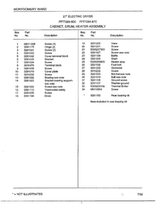 Cabinet, Drum, Heater Assembly Page 2 Diagram and Parts List for 7289-87C  Frigidaire Dryer