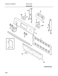 Backguard Diagram and Parts List for CFEF3017UWA  Frigidaire Range