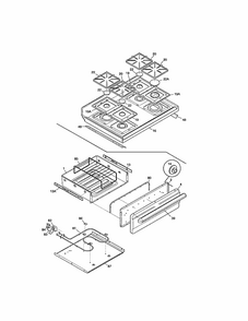 Top/drawer Diagram and Parts List for 79073771100  Kenmore Range