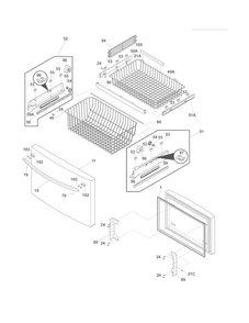 Freezer Drawer - Basket Diagram and Parts List for FGUB2642LE4  Frigidaire Refrigerator