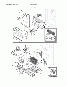 System Diagram and Parts List for FPRU19F8WF0  Frigidaire Refrigerator