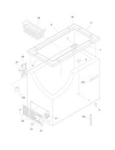 Cabinet Diagram and Parts List for KCS070GW2  Kelvinator Freezer