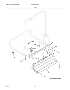 Frame Diagram and Parts List for GDPH4525AF0A  Frigidaire Dishwasher