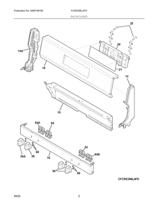 Backguard Diagram and Parts List for FCRE306LAFD  Frigidaire Range