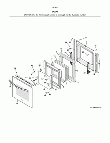 Door Diagram and Parts List for 79040279412  Kenmore Wall Oven