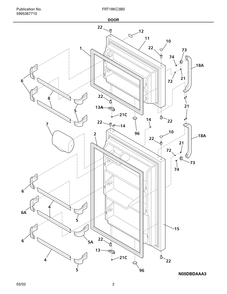 Door Diagram and Parts List for FRT18KC3B0  Frigidaire Refrigerator