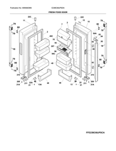 Fresh Food Door Diagram and Parts List for E23BC68JPSDA  Electrolux Refrigerator