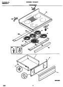 TOP / DRAWER Diagram and Parts List for FEF358CFSA  Frigidaire Range