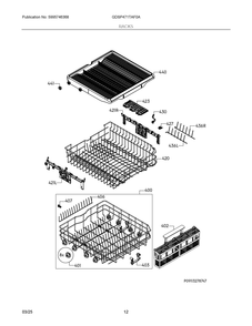 Racks Diagram and Parts List for GDSP471TAF0A  Frigidaire Dishwasher