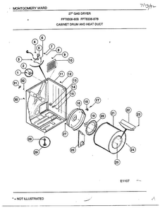 Cabinet Drum And Heat Duct Diagram and Parts List for 8308-80B  Frigidaire Dryer