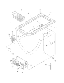 Cabinet Diagram and Parts List for KCS150LW1  Kelvinator Freezer