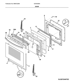 Door Diagram and Parts List for GCRI3058AFB  Frigidaire Range