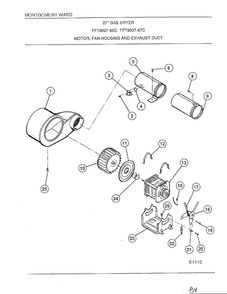 Motor/fan Housing/exhaust Duct Diagram and Parts List for 8007-80C  Frigidaire Dryer
