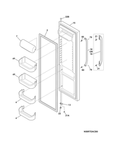 Refrigerator Door Diagram and Parts List for FFEX2315QM0  Frigidaire Refrigerator