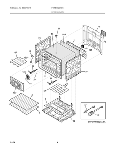Upper Oven Diagram and Parts List for FCWD302LAFC  Frigidaire Wall Oven