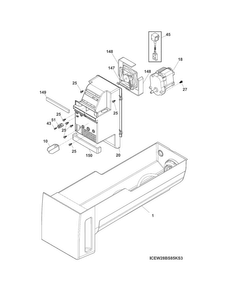 Ice Container Diagram and Parts List for FGHB2844LFE  Frigidaire Refrigerator