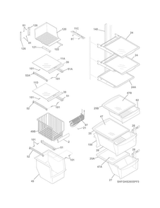 Shelves Diagram and Parts List for FGHS2655PF1  Frigidaire Refrigerator