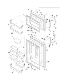 Doors Diagram and Parts List for DFHT1843MW5  Frigidaire Refrigerator