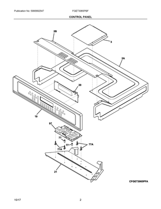 Control Panel Diagram and Parts List for FGET3065PBF  Frigidaire Wall Oven