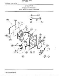 27` Door Front Panel/lint Filter Diagram and Parts List for 8338A  Frigidaire Dryer