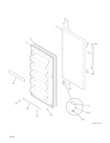 Door Diagram and Parts List for CFFH17F1RW0  Frigidaire Freezer