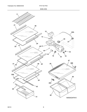 07 - SHELVES Diagram and Parts List for FFHT1817PS1  Frigidaire Refrigerator