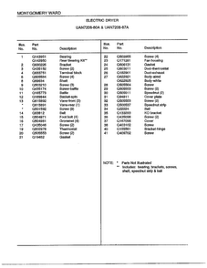 Electric Dryer Page 3 Diagram and Parts List for 7208A  Frigidaire Dryer