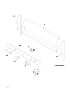 Backguard Diagram and Parts List for FFGF3005MWB  Frigidaire Range