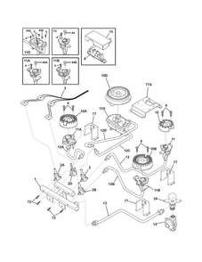 Burner Diagram and Parts List for EW30GC55GS3  Electrolux Cooktop