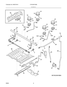 Burner Diagram and Parts List for FCRG3051BSB  Frigidaire Range