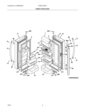 03 - FRESH FOOD DOOR Diagram and Parts List for E23BC79SPS1  Frigidaire Refrigerator