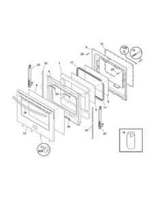 Door Diagram and Parts List for CGEF3034MFE  Frigidaire Range