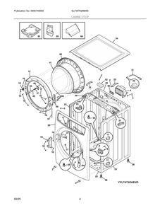 Cabinet/Top Diagram and Parts List for ELFW7626BW0  Frigidaire Washer