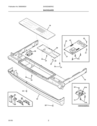 Backguard Diagram and Parts List for EW30DS80RSC  Frigidaire Range