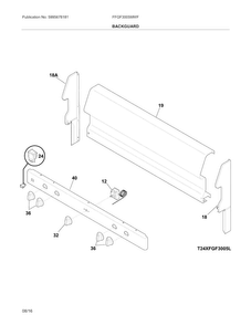 Backguard Diagram and Parts List for FFGF3005MWF  Frigidaire Range